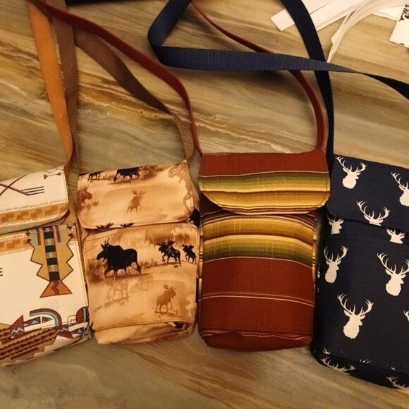 New Western Mini Pouch Sling Travel Bag Crossbody Deer Elk Tribal Sarape stripe - Picture 1 of 16